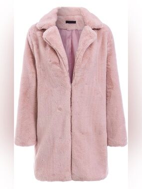 Simplee Plush Faux Fur Teddy Coat Jacket with Pockets Large Blush Pink